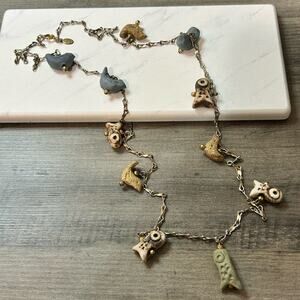 Gorgeous Vintage Cadoro Chain Fetish Necklace #767 birds fish 30”